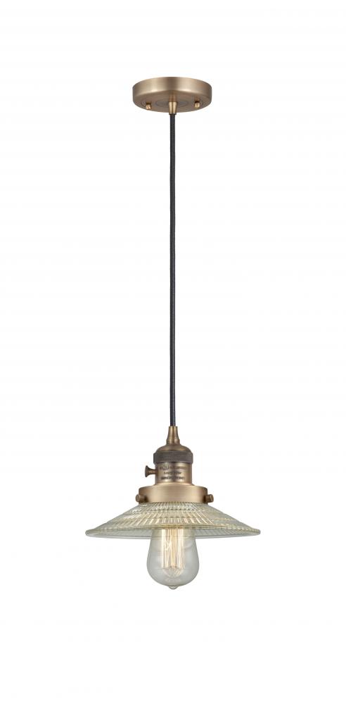 Halophane - 1 Light - 9 inch - Brushed Brass - Cord hung - Mini Pendant