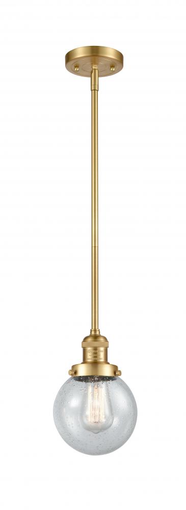 Beacon - 1 Light - 6 inch - Satin Gold - Stem Hung - Mini Pendant