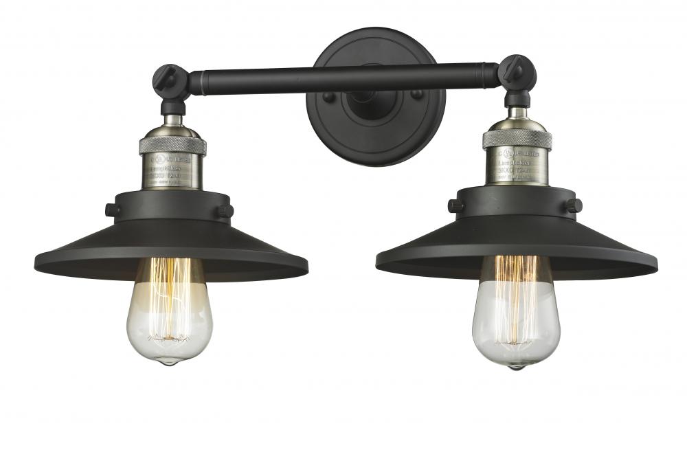 Railroad - 2 Light - 18 inch - Black Antique Brass - Bath Vanity Light