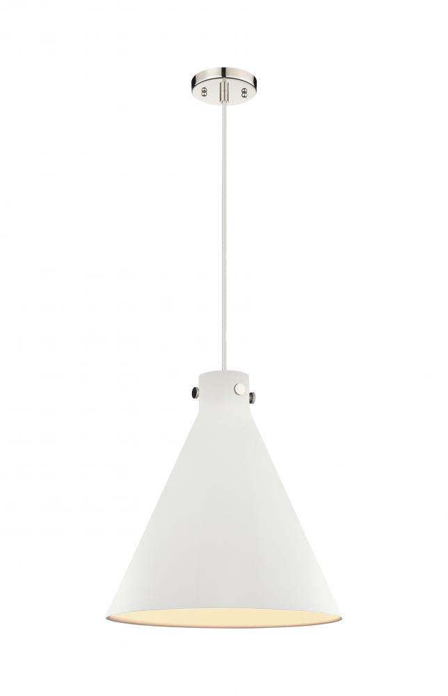 Newton Cone - 1 Light - 18 inch - Polished Nickel - Cord hung - Pendant