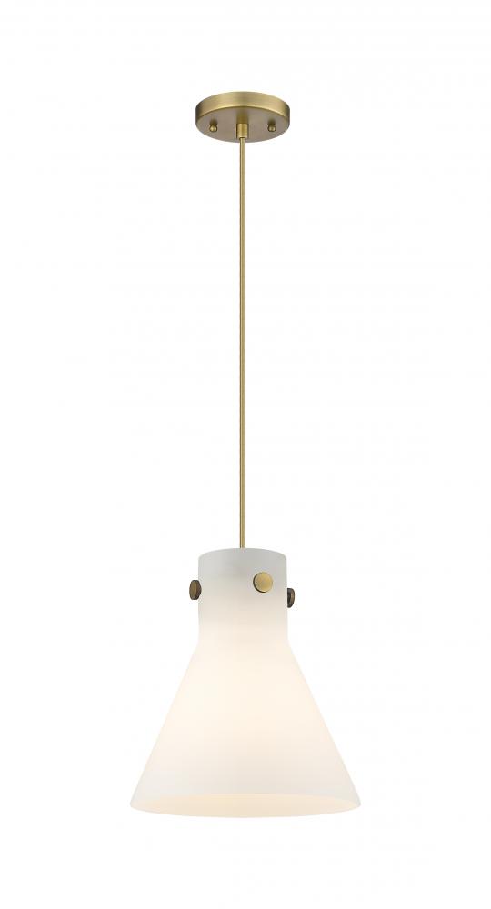 Newton Cone - 1 Light - 10 inch - Brushed Brass - Cord hung - Pendant