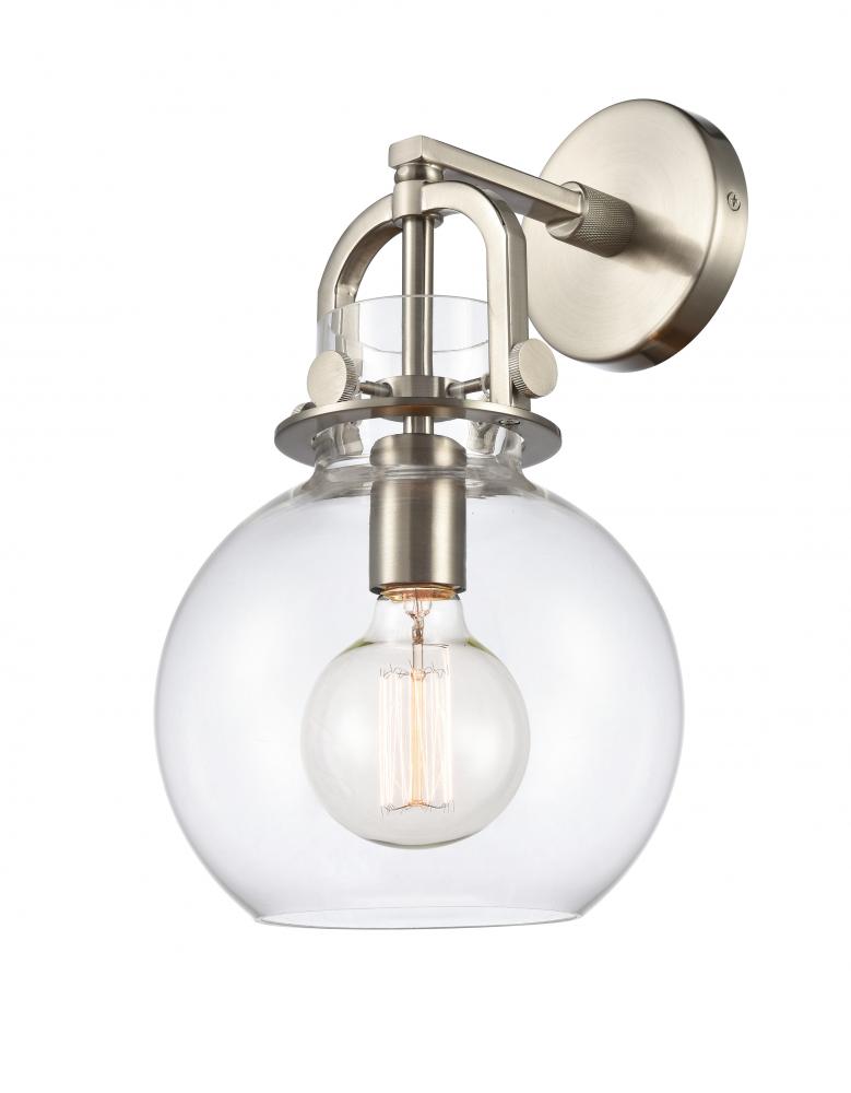 Newton Sphere - 1 Light - 8 inch - Satin Nickel - Sconce