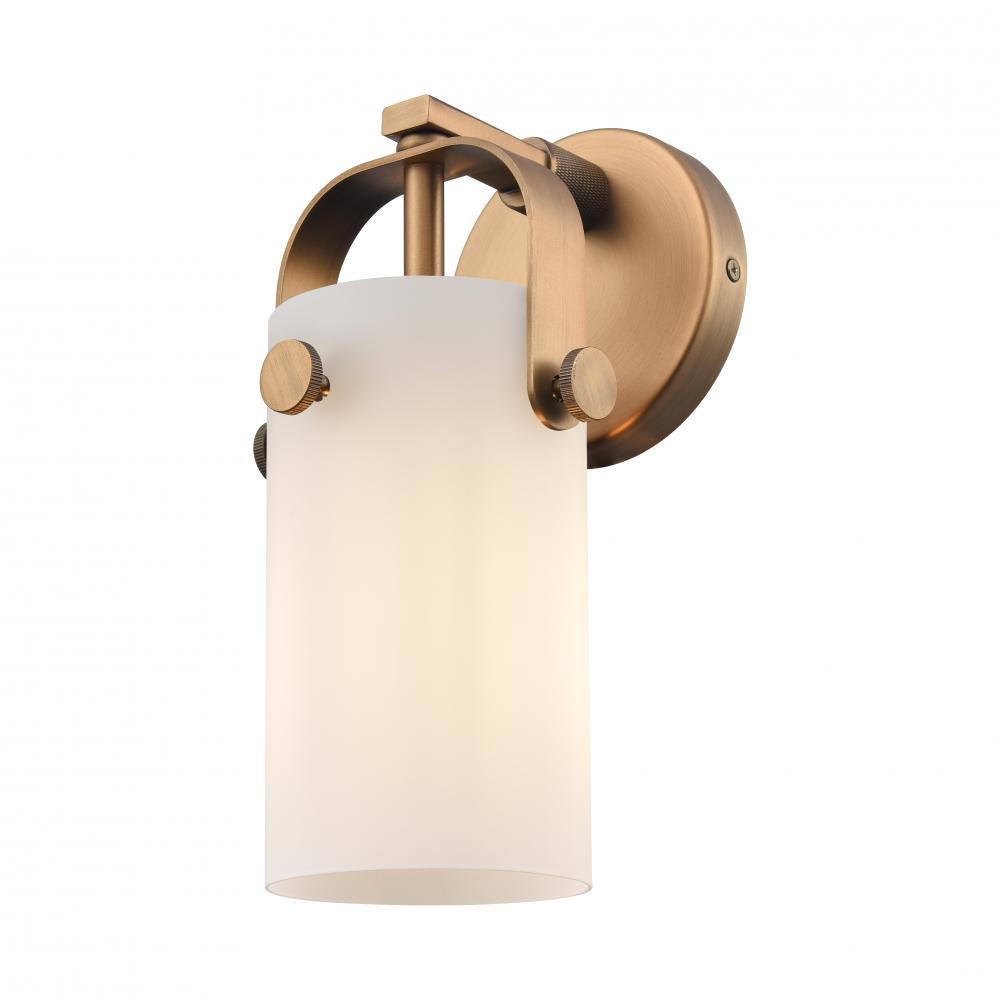 Pilaster - 1 Light - 7 inch Long Glass - Brushed Brass - Sconce