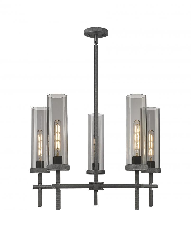 Lincoln - 5 Light - 27 inch - Weathered Zinc - Chandelier
