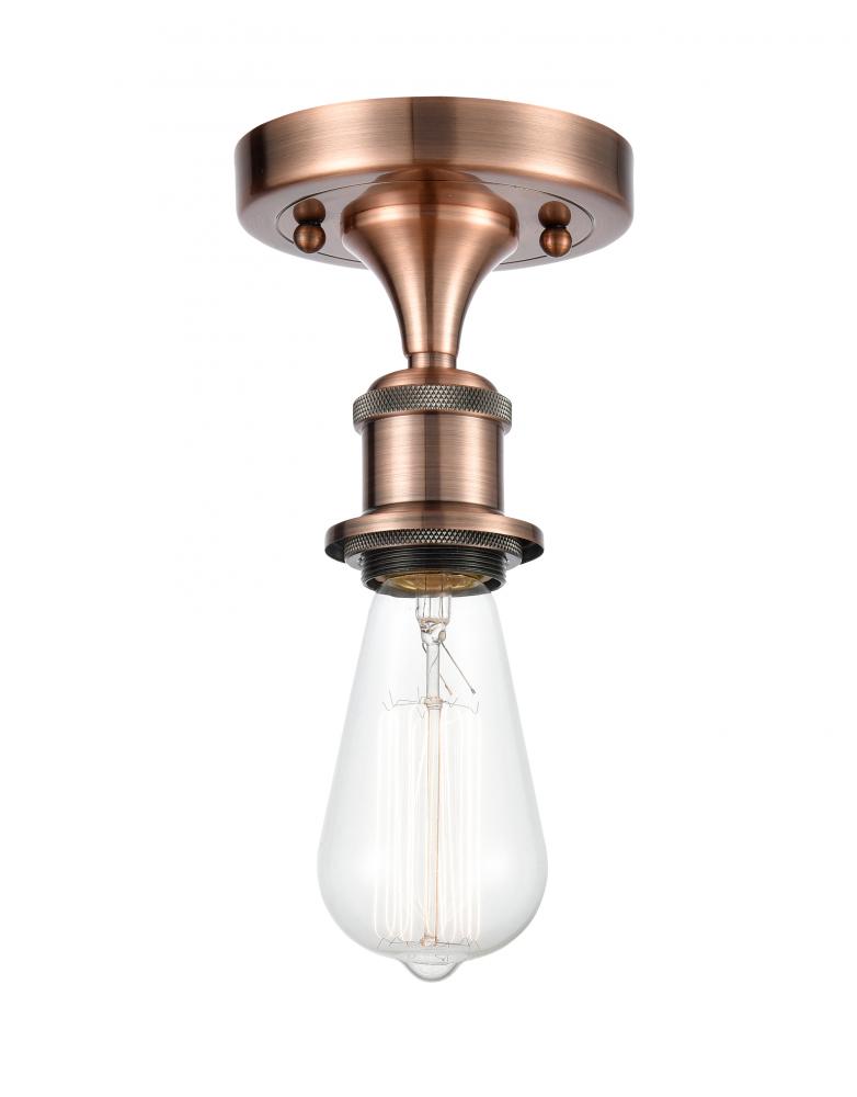 Bare Bulb - 1 Light - 5 inch - Antique Copper - Semi-Flush Mount