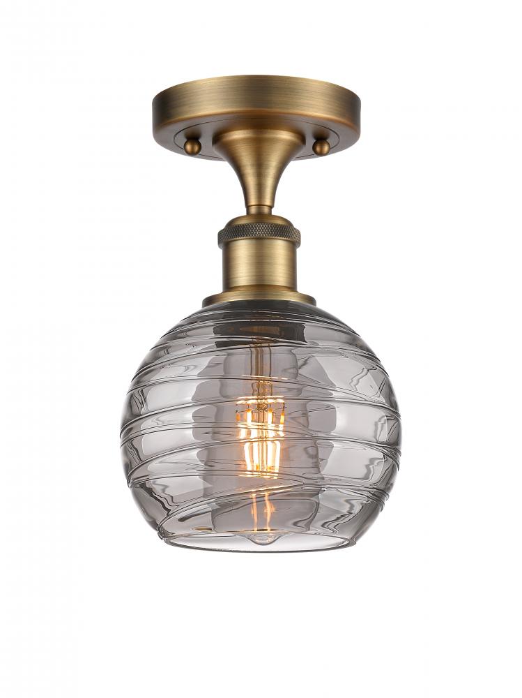 Athens Deco Swirl - 1 Light - 6 inch - Brushed Brass - Semi-Flush Mount