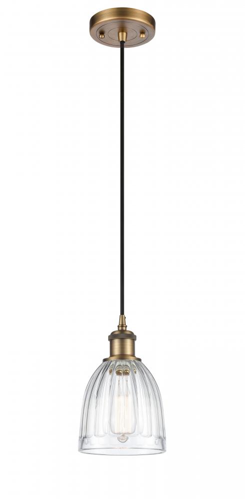 Brookfield - 1 Light - 6 inch - Brushed Brass - Cord hung - Mini Pendant