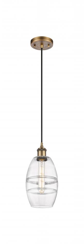 Vaz - 1 Light - 6 inch - Brushed Brass - Cord hung - Mini Pendant