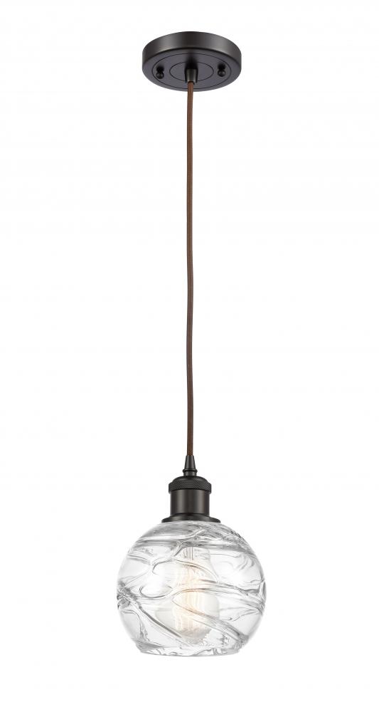 Athens Deco Swirl - 1 Light - 6 inch - Oil Rubbed Bronze - Cord hung - Mini Pendant