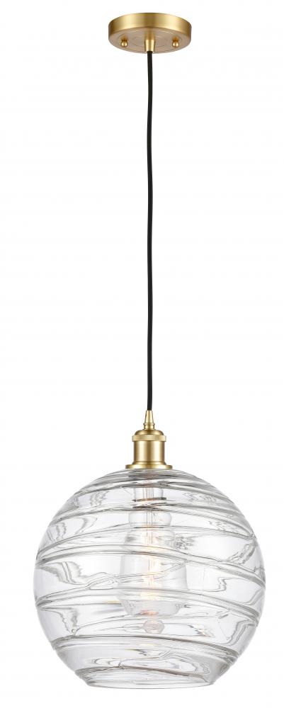 Athens Deco Swirl - 1 Light - 12 inch - Satin Gold - Cord hung - Mini Pendant