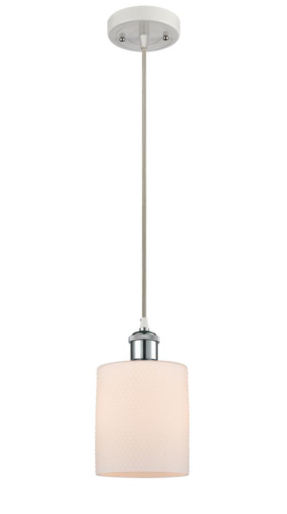 Cobbleskill - 1 Light - 5 inch - White Polished Chrome - Cord hung - Mini Pendant