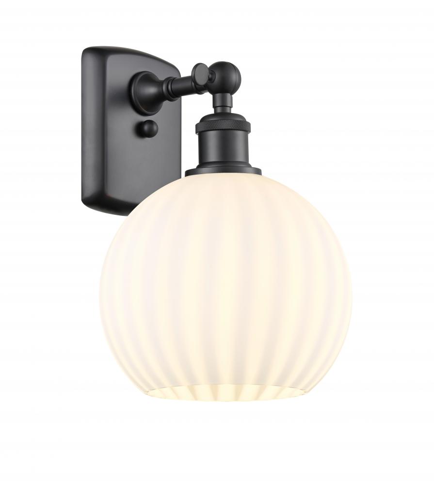 White Venetian - 1 Light - 8 inch - Matte Black - Sconce