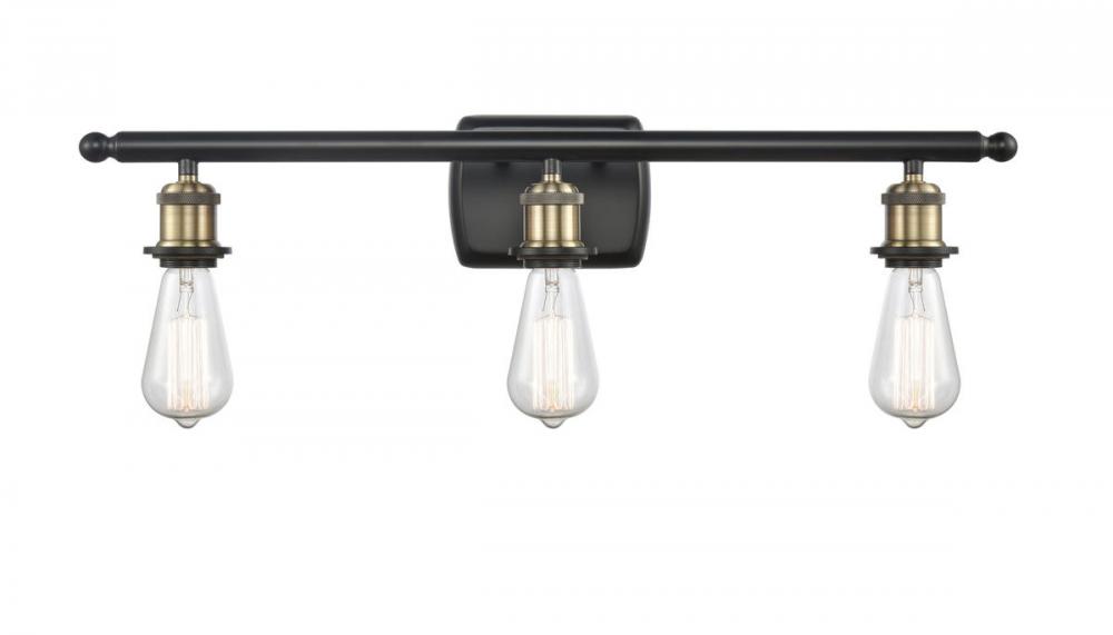 Bare Bulb - 3 Light - 26 inch - Black Antique Brass - Bath Vanity Light