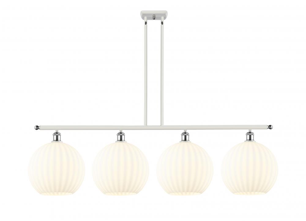 White Venetian - 4 Light - 50 inch - White Polished Chrome - Stem Hung - Island Light