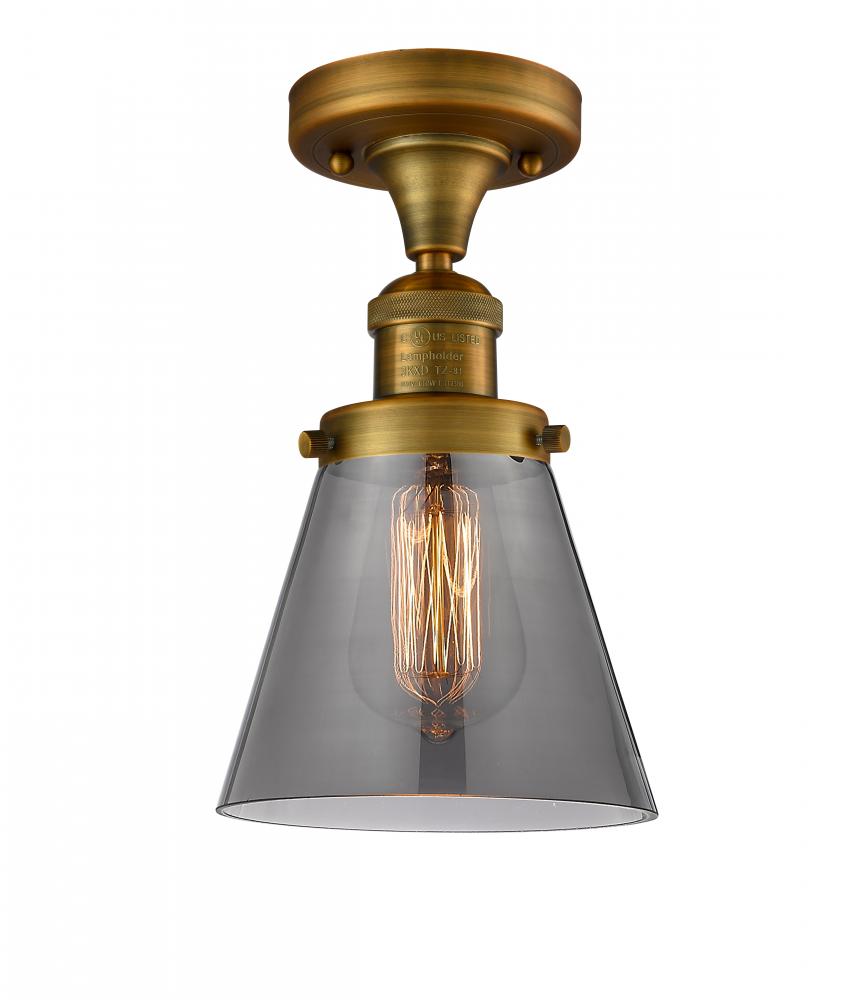 Cone - 1 Light - 7 inch - Brushed Brass - Semi-Flush Mount