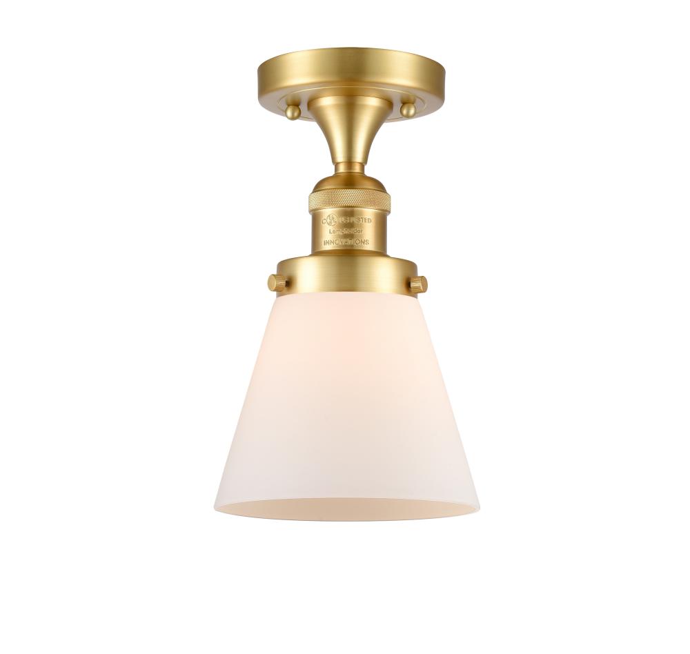 Cone - 1 Light - 7 inch - Satin Gold - Semi-Flush Mount