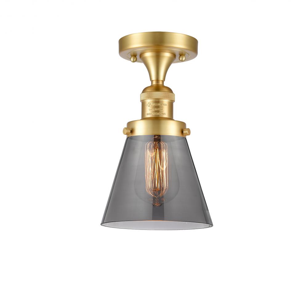 Cone - 1 Light - 7 inch - Satin Gold - Semi-Flush Mount