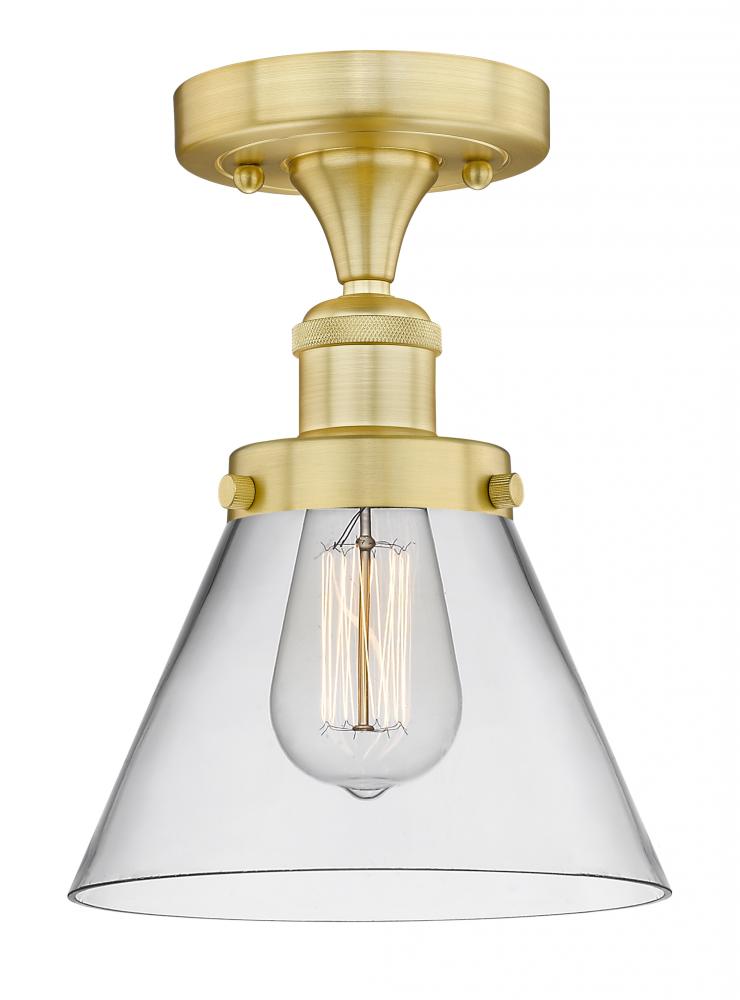 Cone - 1 Light - 8 inch - Satin Gold - Semi-Flush Mount