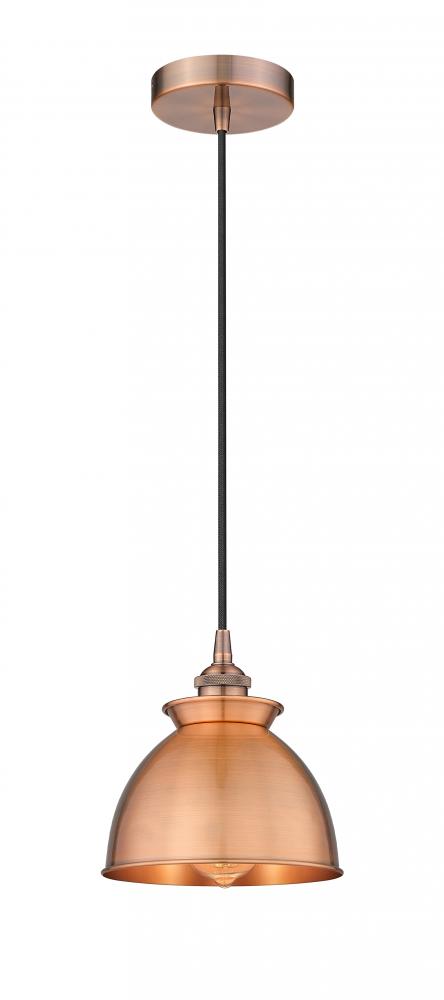 Adirondack - 1 Light - 8 inch - Antique Copper - Cord hung - Mini Pendant