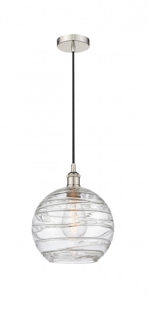 Athens Deco Swirl - 1 Light - 10 inch - Polished Nickel - Cord hung - Mini Pendant