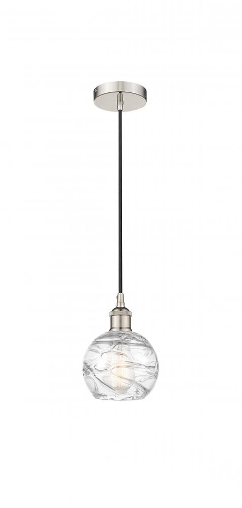 Athens Deco Swirl - 1 Light - 6 inch - Polished Nickel - Cord hung - Mini Pendant
