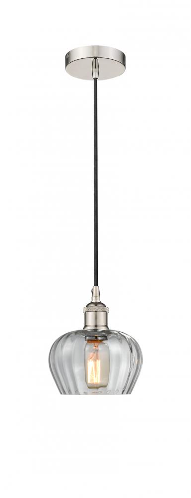 Fenton - 1 Light - 7 inch - Polished Nickel - Cord hung - Mini Pendant