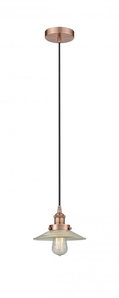 Halophane - 1 Light - 9 inch - Antique Copper - Cord hung - Mini Pendant