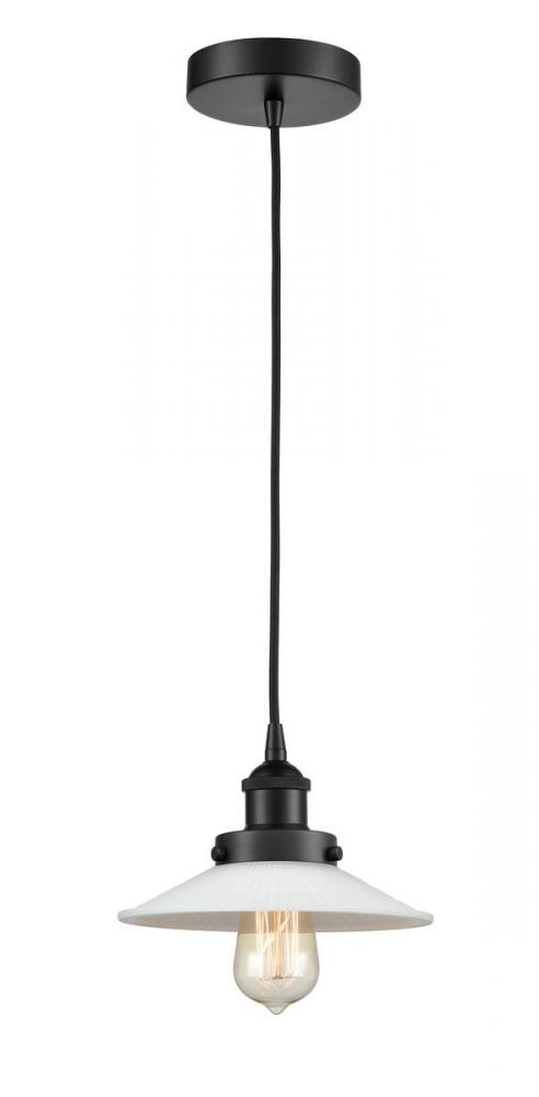 Halophane - 1 Light - 9 inch - Matte Black - Cord hung - Mini Pendant