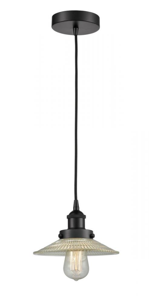 Halophane - 1 Light - 9 inch - Matte Black - Cord hung - Mini Pendant