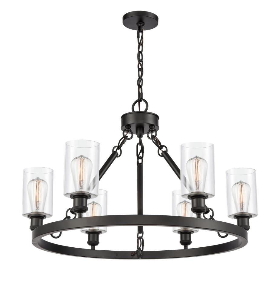 Clymer - 6 Light - 30 inch - Matte Black - Chain Hung - Chandelier