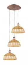 Innovations Lighting 113B-3P-AC-NBD2-9-NAT - Bristol Natural II - 3 Light - 16 inch - Antique Copper - Cord Hung - Multi Pendant