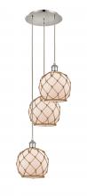 Innovations Lighting 113B-3P-PN-G121-8RB - Farmhouse Rope - 3 Light - 15 inch - Polished Nickel - Cord Hung - Multi Pendant