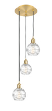 Innovations Lighting 113B-3P-SG-G1213-6CL - Athens Deco Swirl - 3 Light - 12 inch - Satin Gold - Cord Hung - Multi Pendant