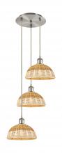 Innovations Lighting 113B-3P-SN-NBD2-9-NAT - Bristol Natural II - 3 Light - 16 inch - Brushed Satin Nickel - Cord Hung - Multi Pendant