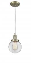 Innovations Lighting 201C-AB-G202-6 - Beacon - 1 Light - 6 inch - Antique Brass - Cord hung - Mini Pendant