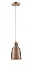 Innovations Lighting 201C-AC-M9-AC - Addison - 1 Light - 5 inch - Antique Copper - Cord hung - Mini Pendant