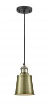 Innovations Lighting 201C-BAB-M9-AB - Addison - 1 Light - 5 inch - Black Antique Brass - Cord hung - Mini Pendant