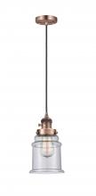 Innovations Lighting 201CSW-AC-G184 - Canton - 1 Light - 6 inch - Antique Copper - Cord hung - Mini Pendant