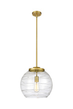 Innovations Lighting 221-1S-SG-G1213-14CL - Athens Deco Swirl - 1 Light - 14 inch - Satin Gold - Stem Hung - Pendant