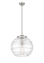 Innovations Lighting 221-1S-SN-G1213-16CL - Athens Deco Swirl - 1 Light - 16 inch - Brushed Satin Nickel - Stem Hung - Pendant