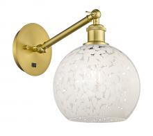Innovations Lighting 317-1W-SG-G1216-8WM - White Mouchette - 1 Light - 8 inch - Satin Gold - Adjustable Sconce