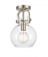 Innovations Lighting 410-1F-SN-G410-8CL - Newton Sphere - 1 Light - 8 inch - Satin Nickel - Flush Mount