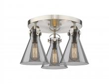Innovations Lighting 410-3F-SN-G411-7SM - Newton Cone - 3 Light - 18 inch - Satin Nickel - Semi-Flush Mount
