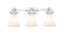 Innovations Lighting 410-3W-PN-G411-7WH - Newton Cone - 3 Light - 27 inch - Polished Nickel - Bath Vanity Light