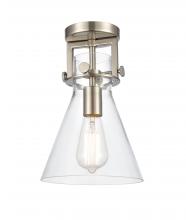 Innovations Lighting 411-1F-SN-G411-8CL - Newton Cone - 1 Light - 8 inch - Brushed Satin Nickel - Flush Mount