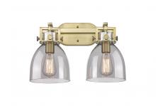 Innovations Lighting 411-2W-BB-G412-7SM - Newton Bell - 2 Light - 17 inch - Brushed Brass - Bath Vanity Light