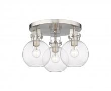 Innovations Lighting 411-3F-SN-G410-7CL - Newton Sphere - 3 Light - 18 inch - Satin Nickel - Semi-Flush Mount