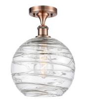 Innovations Lighting 516-1C-AC-G1213-10CL - Athens Deco Swirl - 1 Light - 10 inch - Antique Copper - Semi-Flush Mount