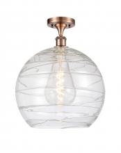 Innovations Lighting 516-1C-AC-G1213-14 - Athens Deco Swirl - 1 Light - 14 inch - Antique Copper - Semi-Flush Mount