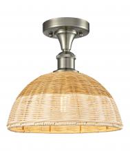 Innovations Lighting 516-1C-SN-NBD2-12-NAT - Bristol Natural II - 1 Light - 12 inch - Brushed Satin Nickel - Semi-Flush Mount